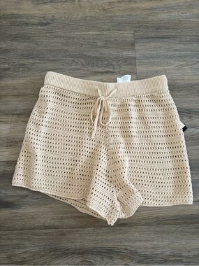 Rip Curl Cream Crochet Drawstring Athletic Shorts